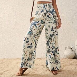 Floral Print Wide-Leg Pants